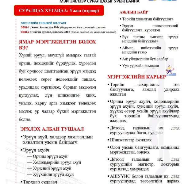 АШУҮИС_ЭЛСЭЛТ_ЭРҮҮЛ_АХУЙЧ_ТАРХВАР_СУДЛАЛЧ_МЭРГЭЖЛЭЭР_ЭЛСЭН_СУРАЛЦАХЫГ_УРЬЖ_БАЙНА